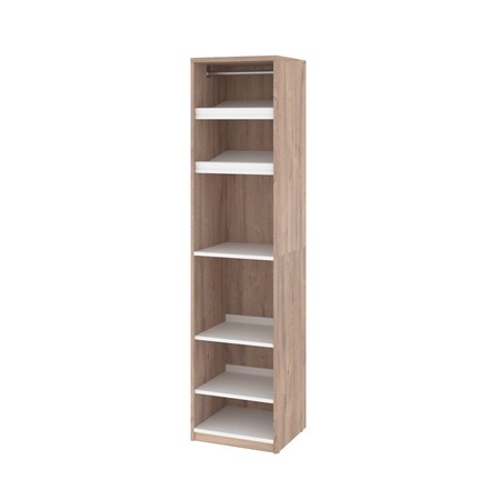 Bestar Cielo 20W 19.5 in Closet Organizer, Rustic Brown & White 80167-000009